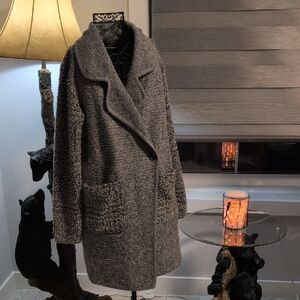 Paul Costelloe Grey Textured Wool Blend Coat